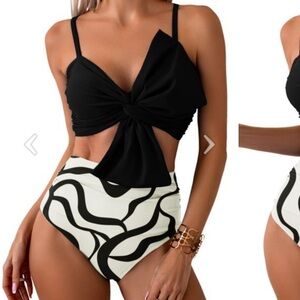 Chicwish Black and White Bikini Set